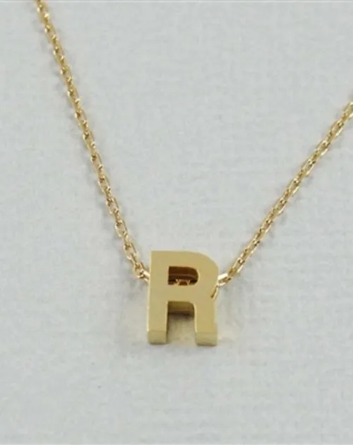 CAI Gold Block Letter initial Necklace