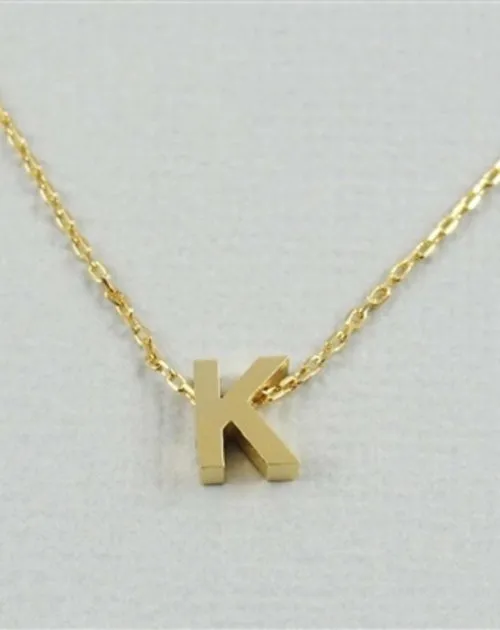 CAI Gold Block Letter initial Necklace