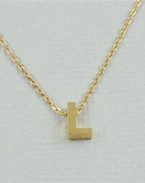 CAI Gold Block Letter initial Necklace