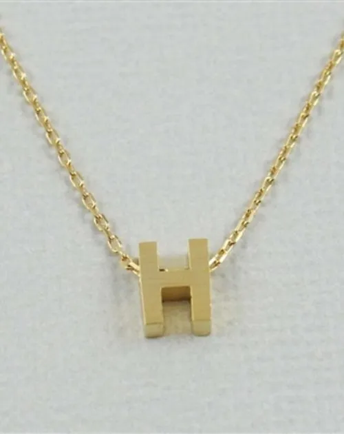 CAI Gold Block Letter initial Necklace