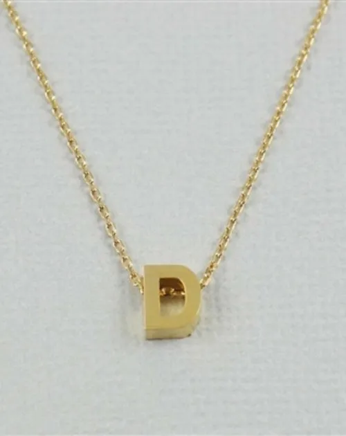 CAI Gold Block Letter initial Necklace