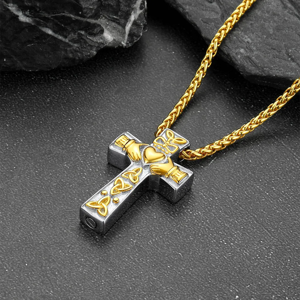 Celtic Knot Cross Urn Cremation Pendant Necklace