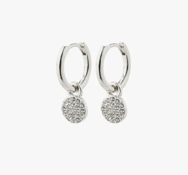 Chayenne Recycled Crystal Hoop Earrings - Silver Plated