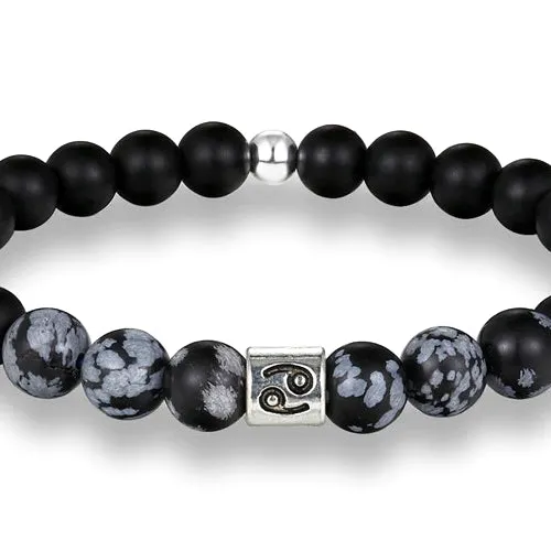 Classy Men Cancer Black Beaded Zodiac Bracelet