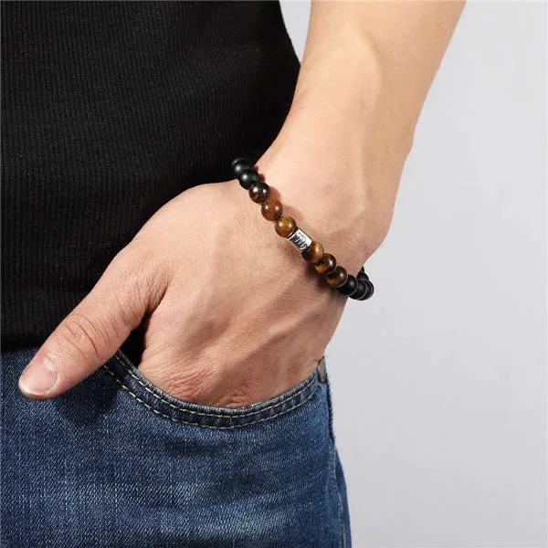 Classy Men Cancer Brown Beaded Zodiac Bracelet