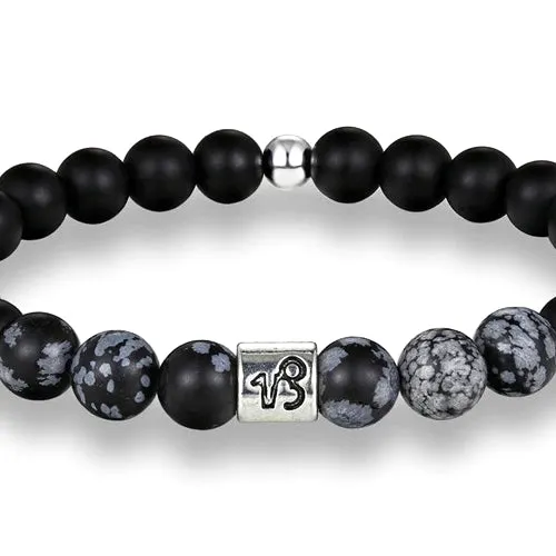 Classy Men Capricorn Black Beaded Zodiac Bracelet