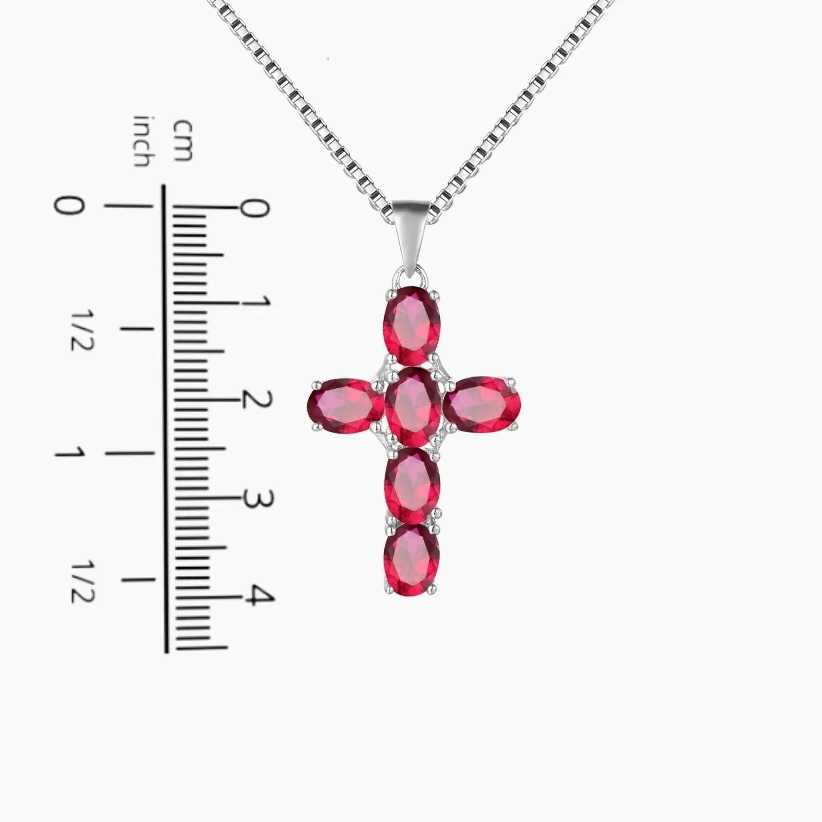 Cross Ruby Pendant Necklace in 925 Sterling Silver - Irosk Australia ®