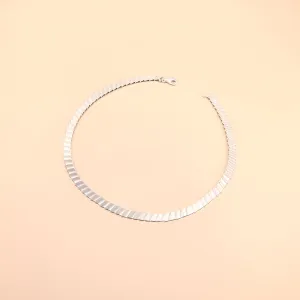 Curved Marquise Silver Necklace