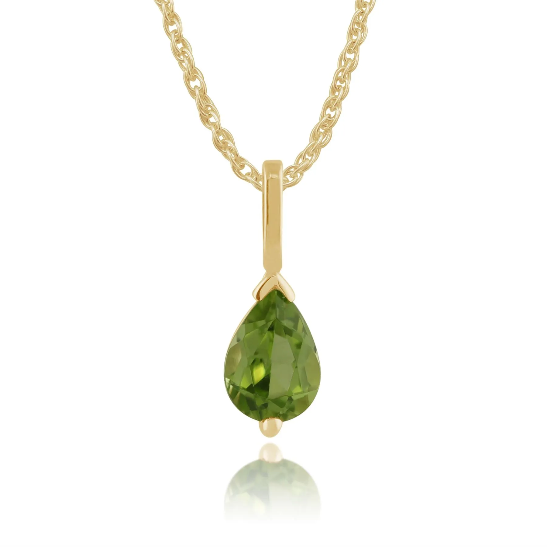 Damen 375 Gold 9ct Gelbgold Birne Peridot Klassische Klaue Anhänger Set Grün 45cm