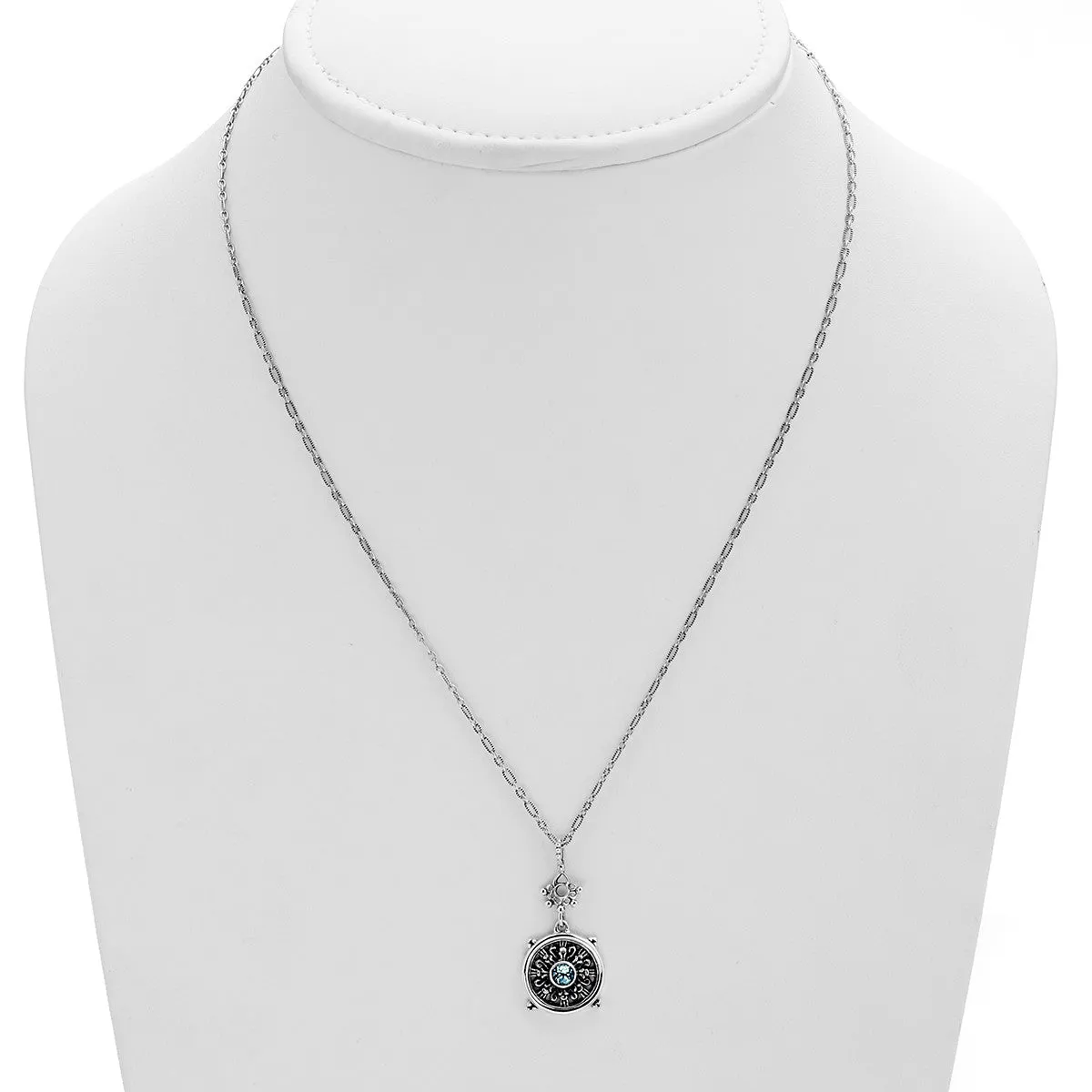 Dharmachakra Sterling Silver Blue Topaz Grace Necklace