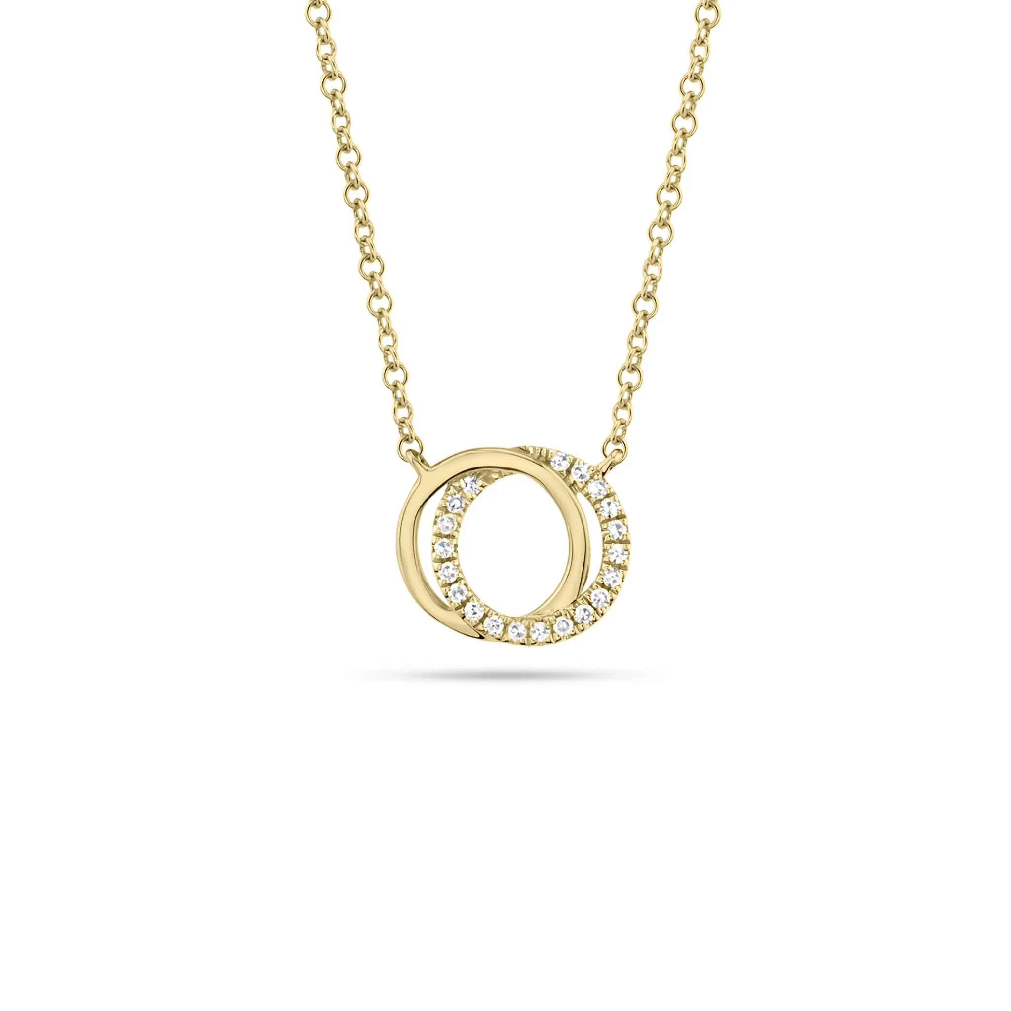 Diamond & Gold Interlocking Circles Pendant