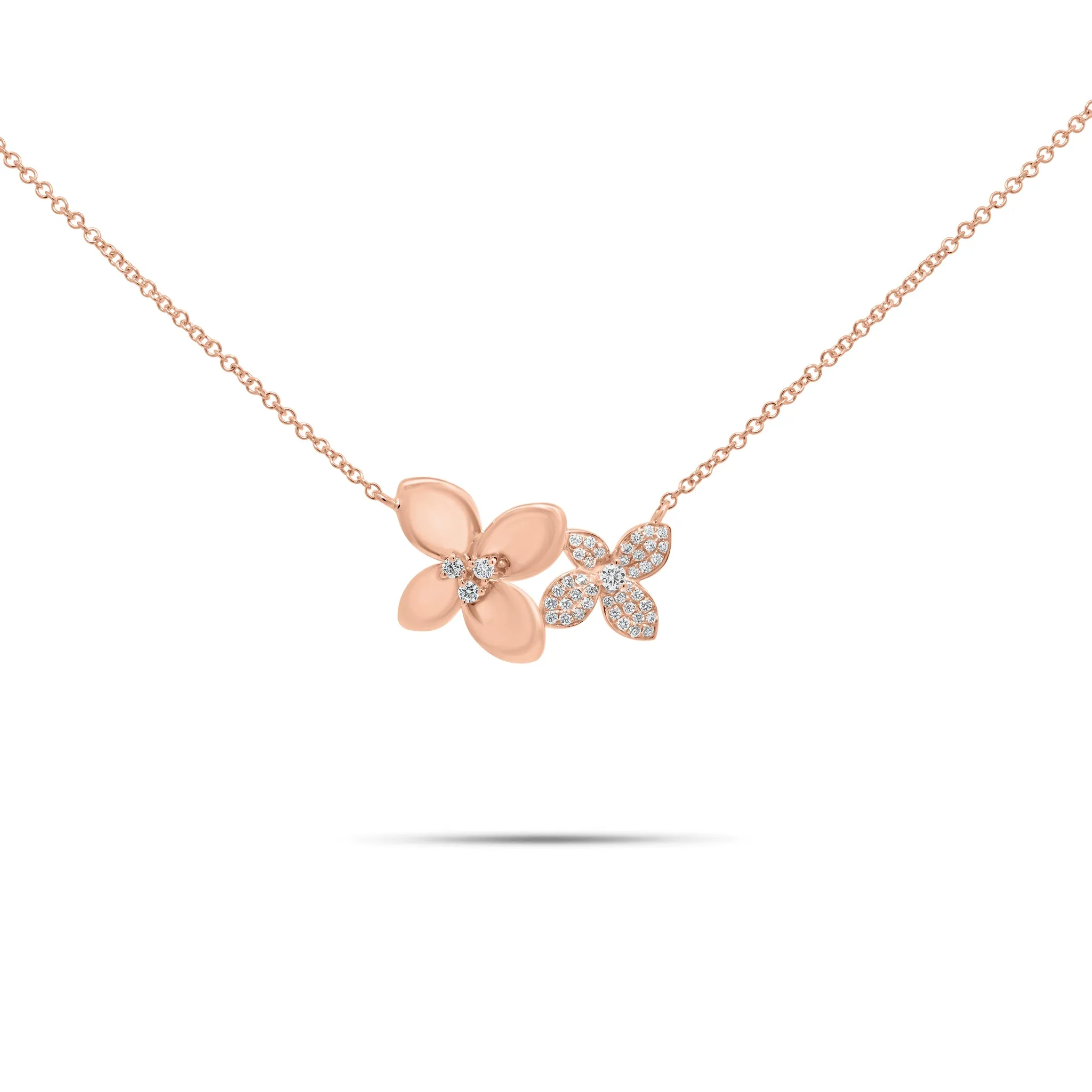 Diamond Flower Duo Pendant Necklace