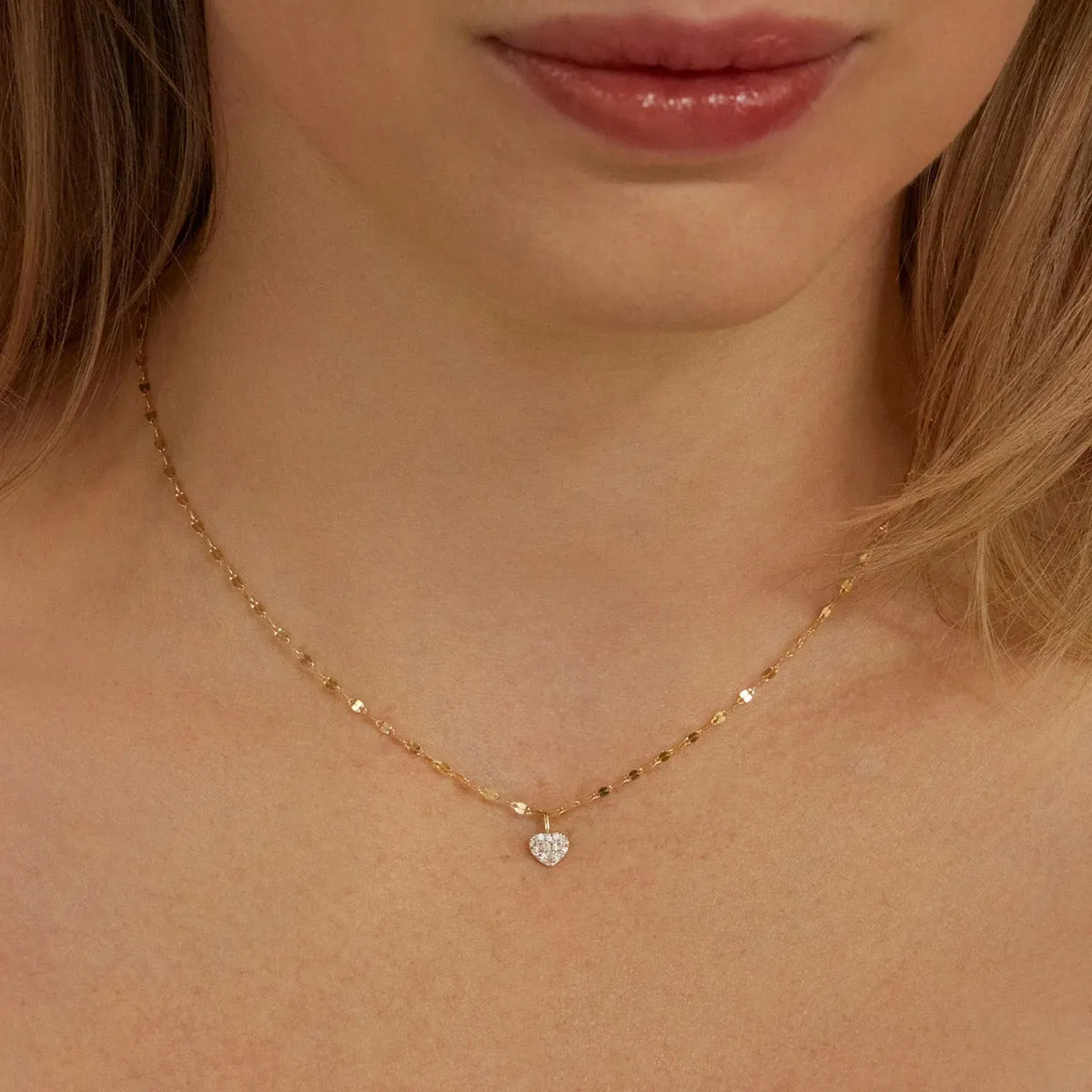 Diamond Heart Chain Necklace in 18k Gold Over Sterling Silver