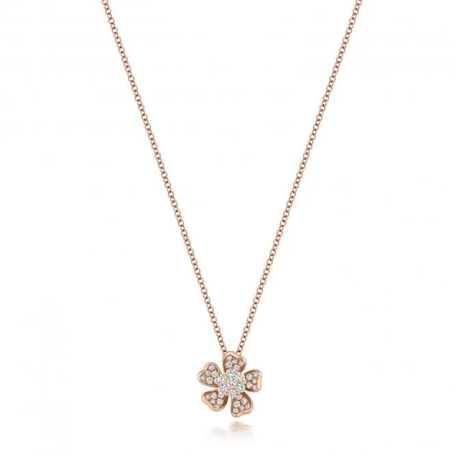 Diamond Jewellery 18ct Gold Diamond Flower Pendant Necklace NDQ119R