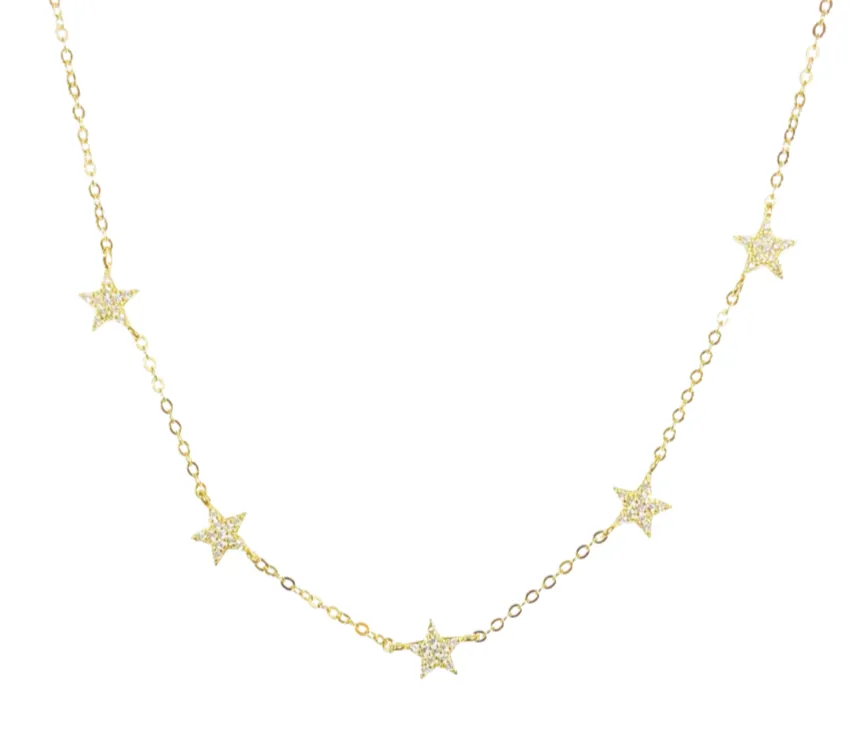 Diamond Stars Choker Necklace (sterling silver or 16K gold)