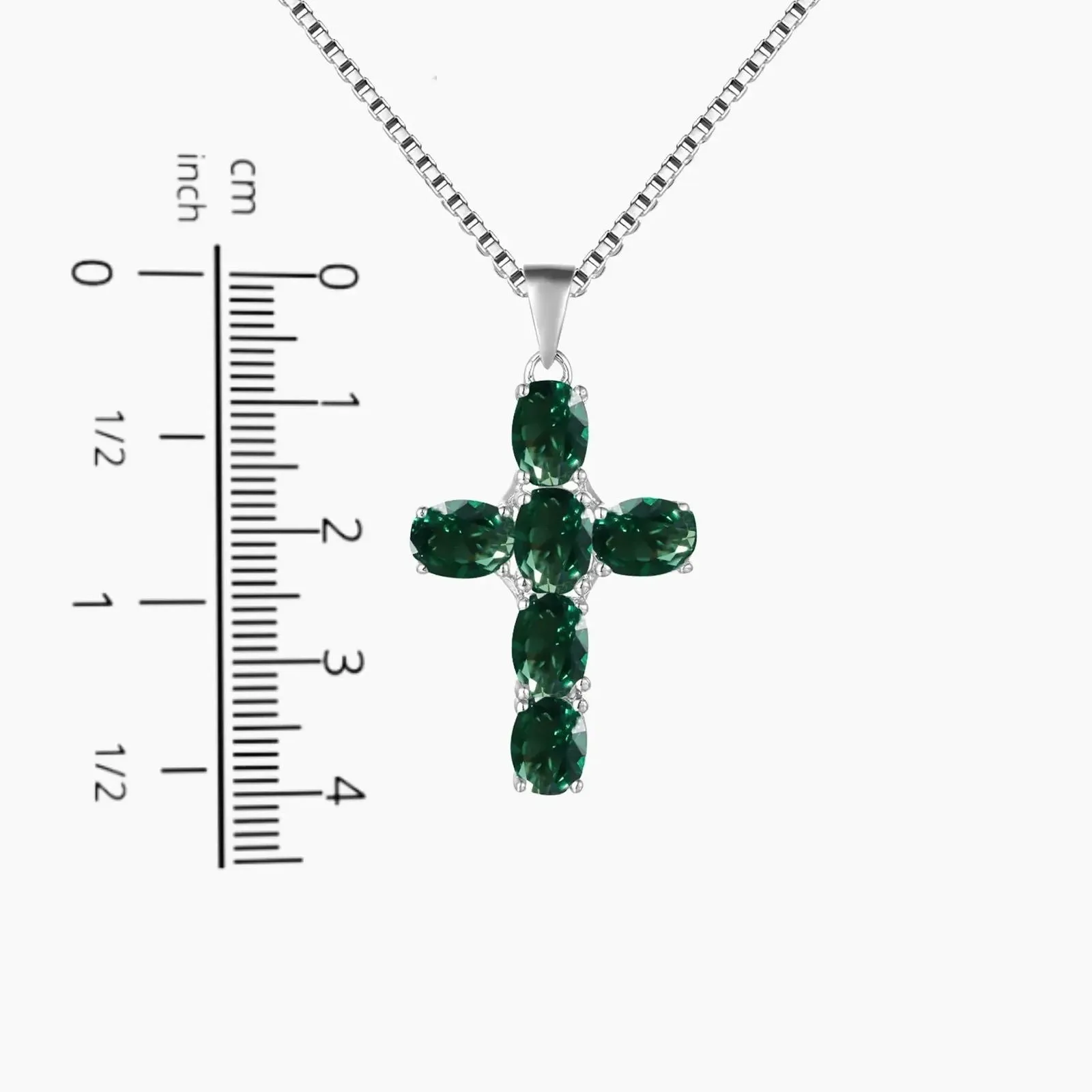 Emerald Cross Pendant Necklace in 925 Sterling Silver - Irosk Australia ®