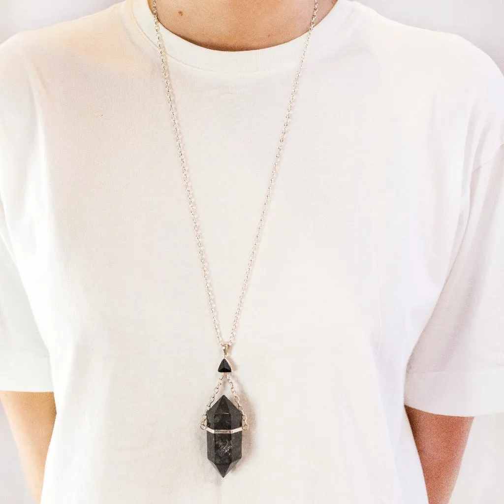 Enhydro Quartz and Black Tourmaline Necklace