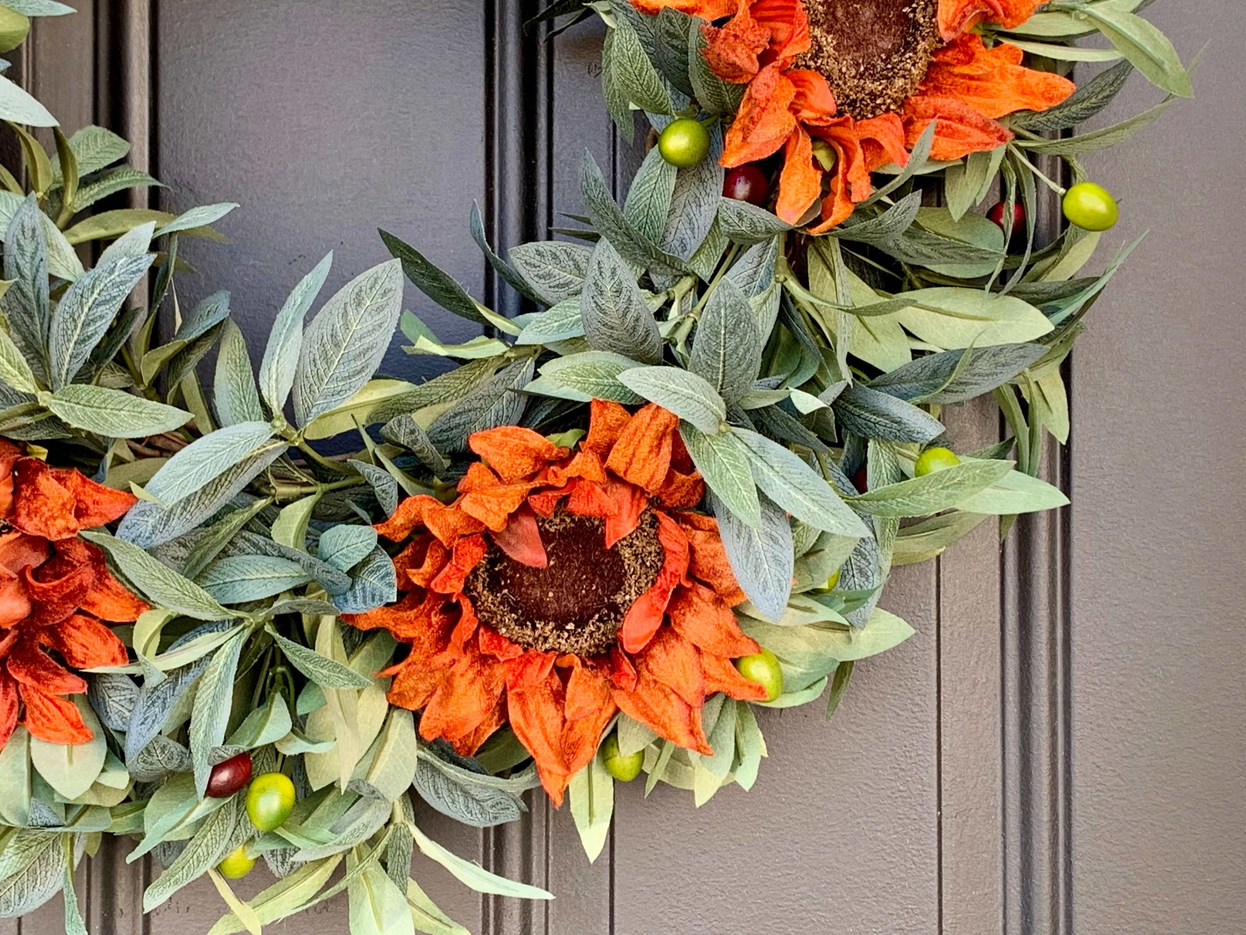 Fall Sunflower and Olive Branch Wreath