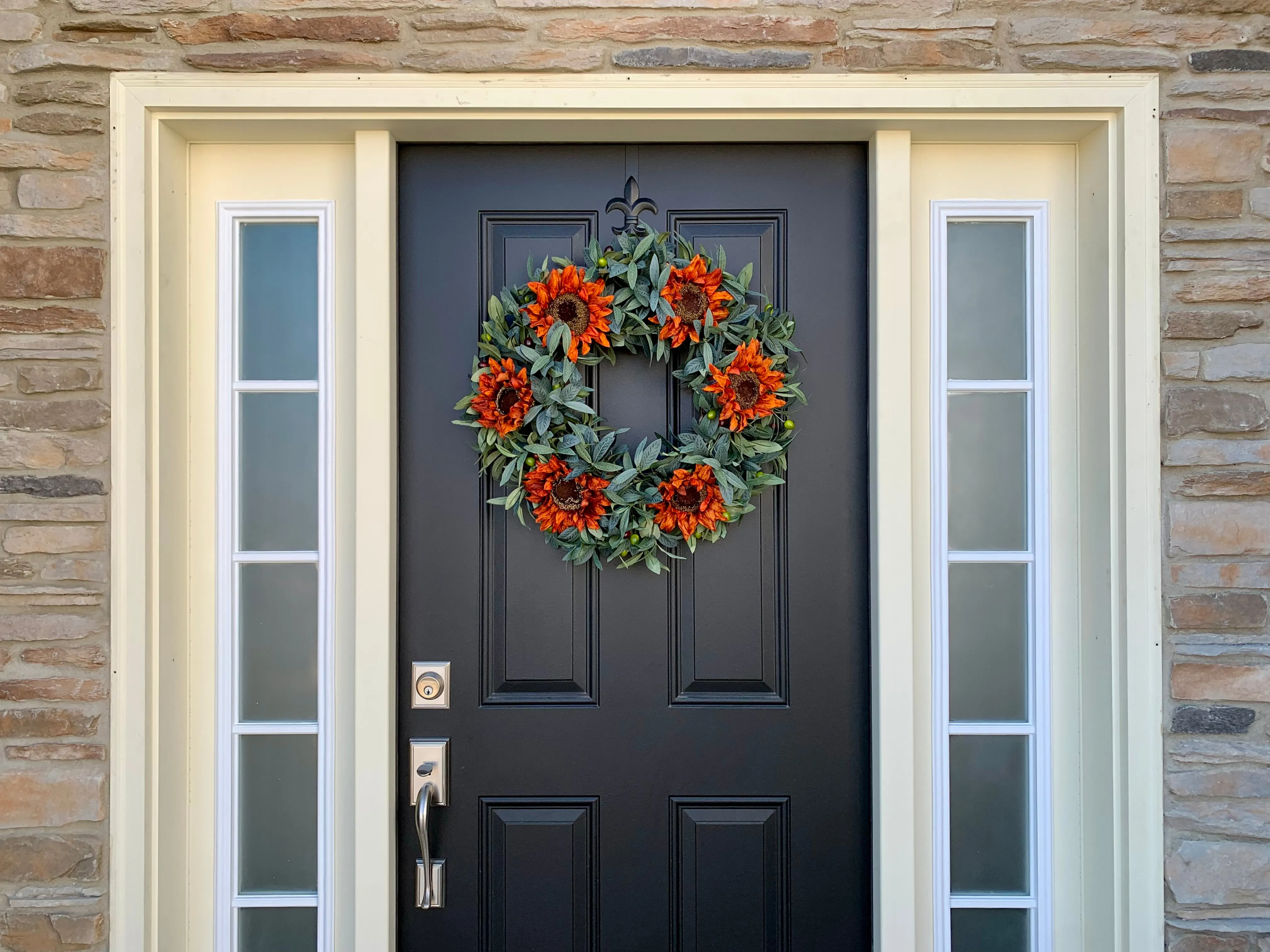 Fall Sunflower and Olive Branch Wreath