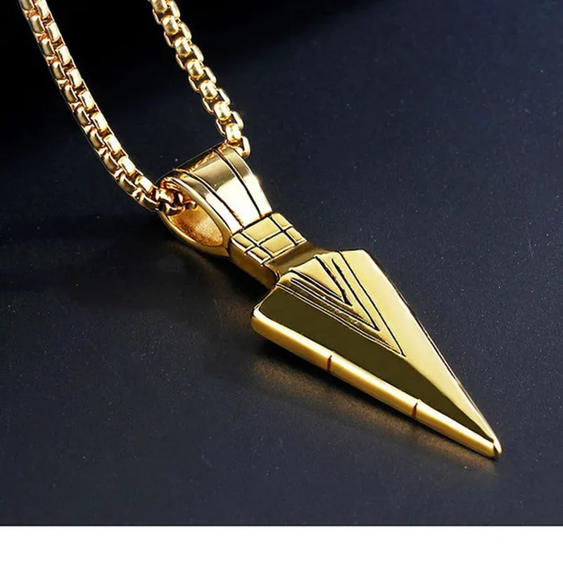 Fashion Men Triangle Arrow Necklace Indian Triangle Pendant Hip Hop Necklaces for Men Punk Jewelry Accessories Anniversary Gift