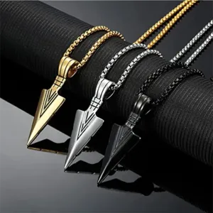 Fashion Men Triangle Arrow Necklace Indian Triangle Pendant Hip Hop Necklaces for Men Punk Jewelry Accessories Anniversary Gift