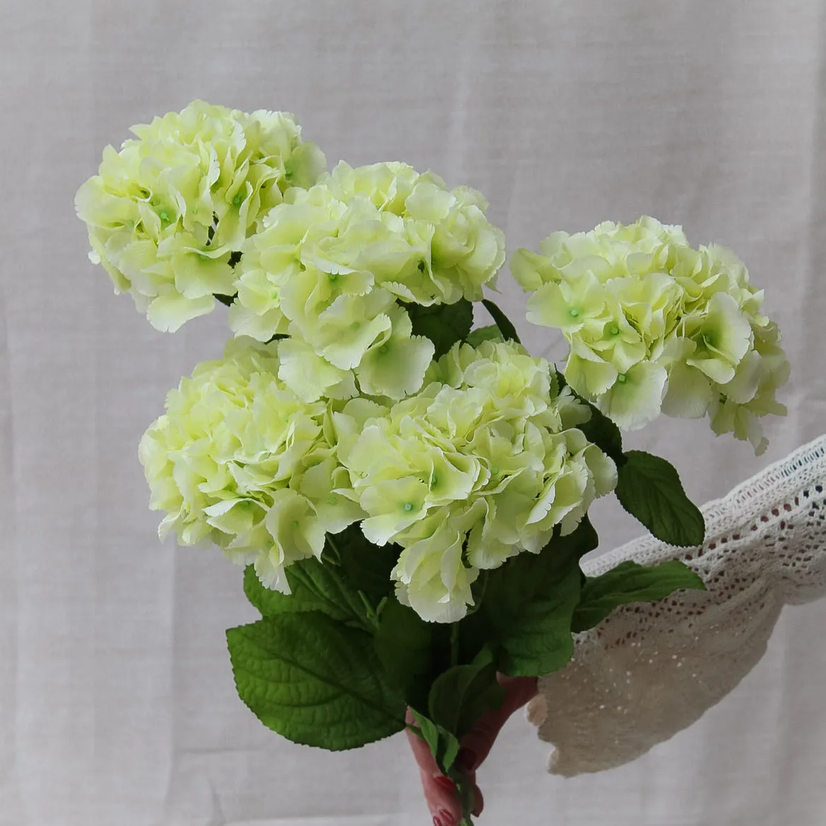 Faux Pastel Green Hydrangea Stem