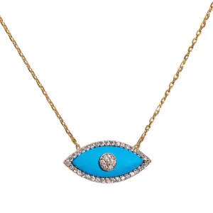 “Gemma” silver gold plated turquoise eye necklace