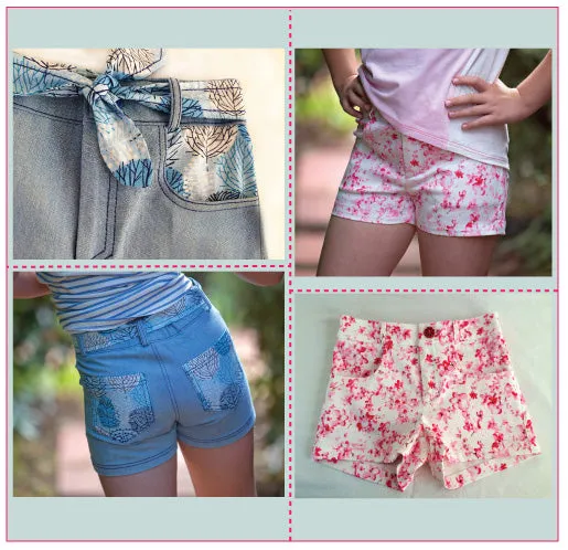 Girls cute summer shorts sewing pattern SANDY BAY SHORTS, sizes 2 to 14 years