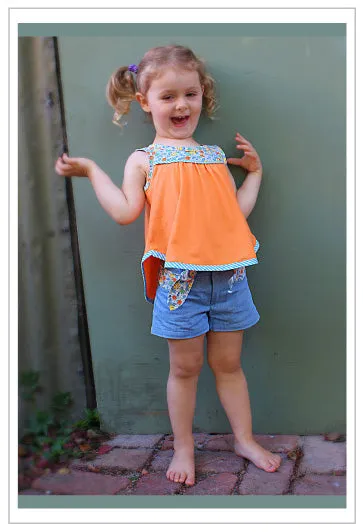 Girls cute summer shorts sewing pattern SANDY BAY SHORTS, sizes 2 to 14 years