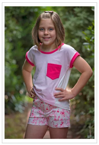 Girls cute summer shorts sewing pattern SANDY BAY SHORTS, sizes 2 to 14 years