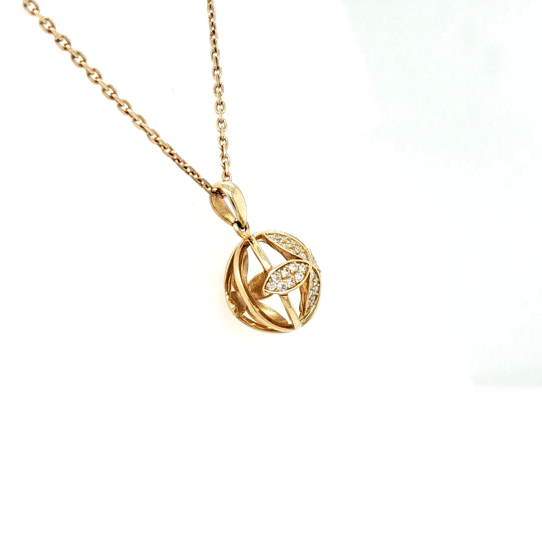 Gold Floral Sphere Necklace