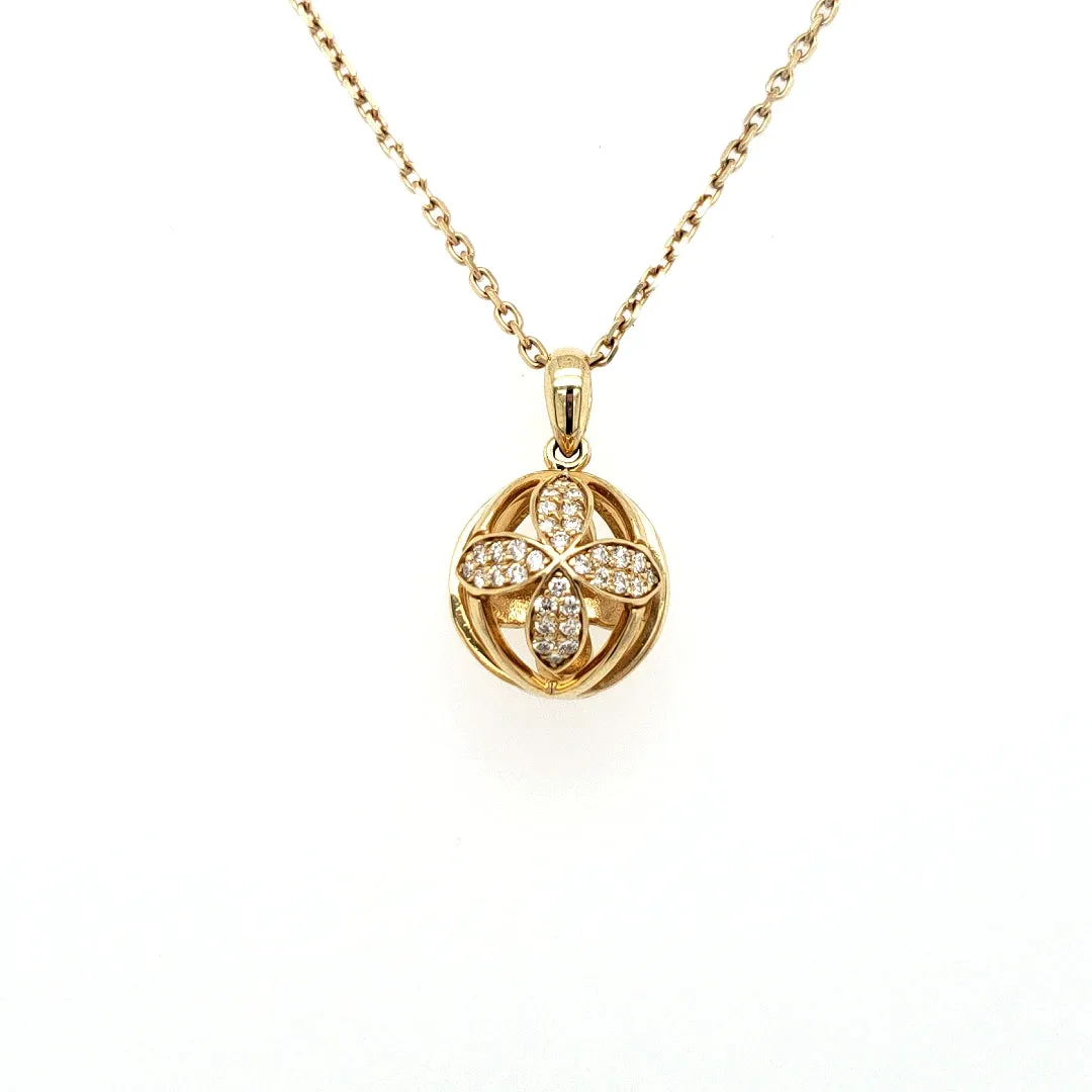 Gold Floral Sphere Necklace