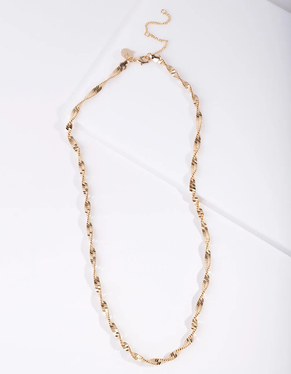 Gold Plated Twisted Long Necklace