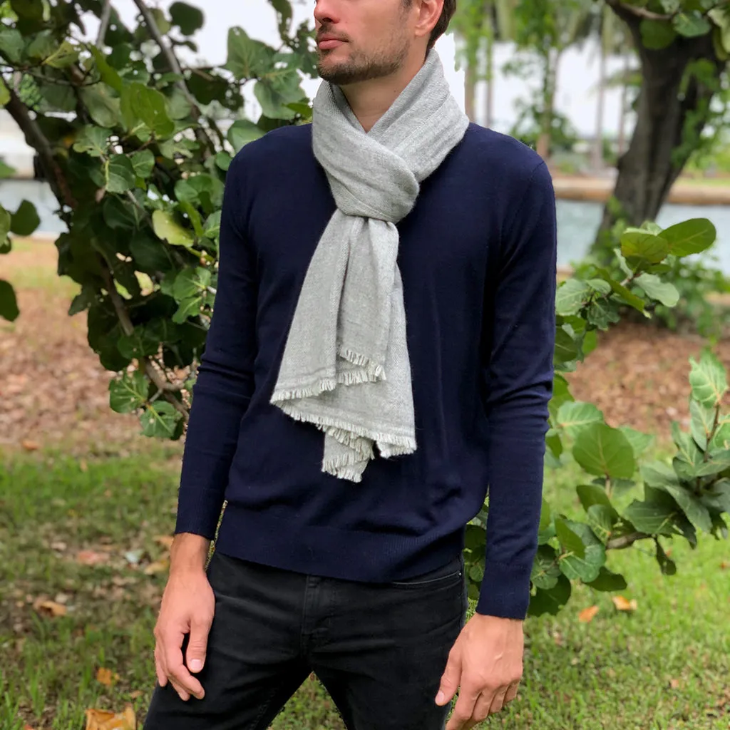 Gray Handloom Cashmere Scarf by SLATE   SALT