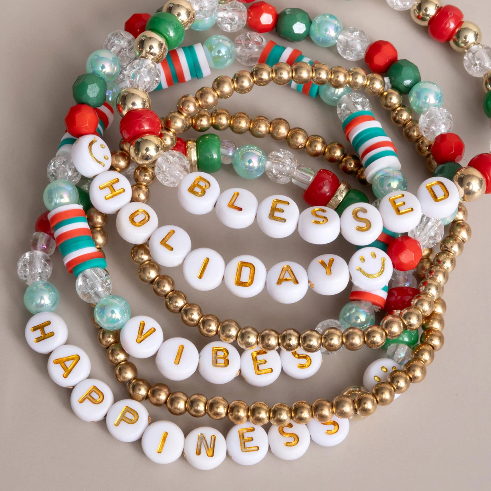 Happy Face Santa Metallic Gold Letter DIY Bead Jar