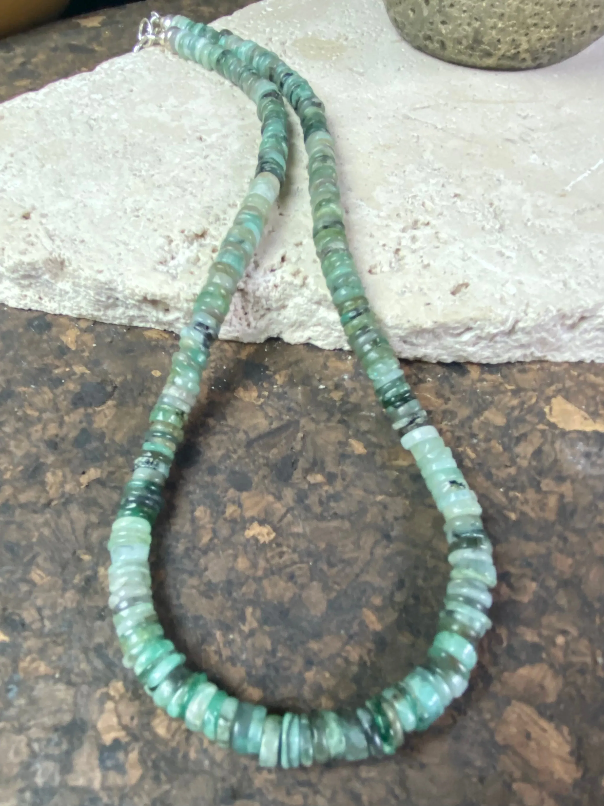 Heshi Cut Emerald Bead Necklace