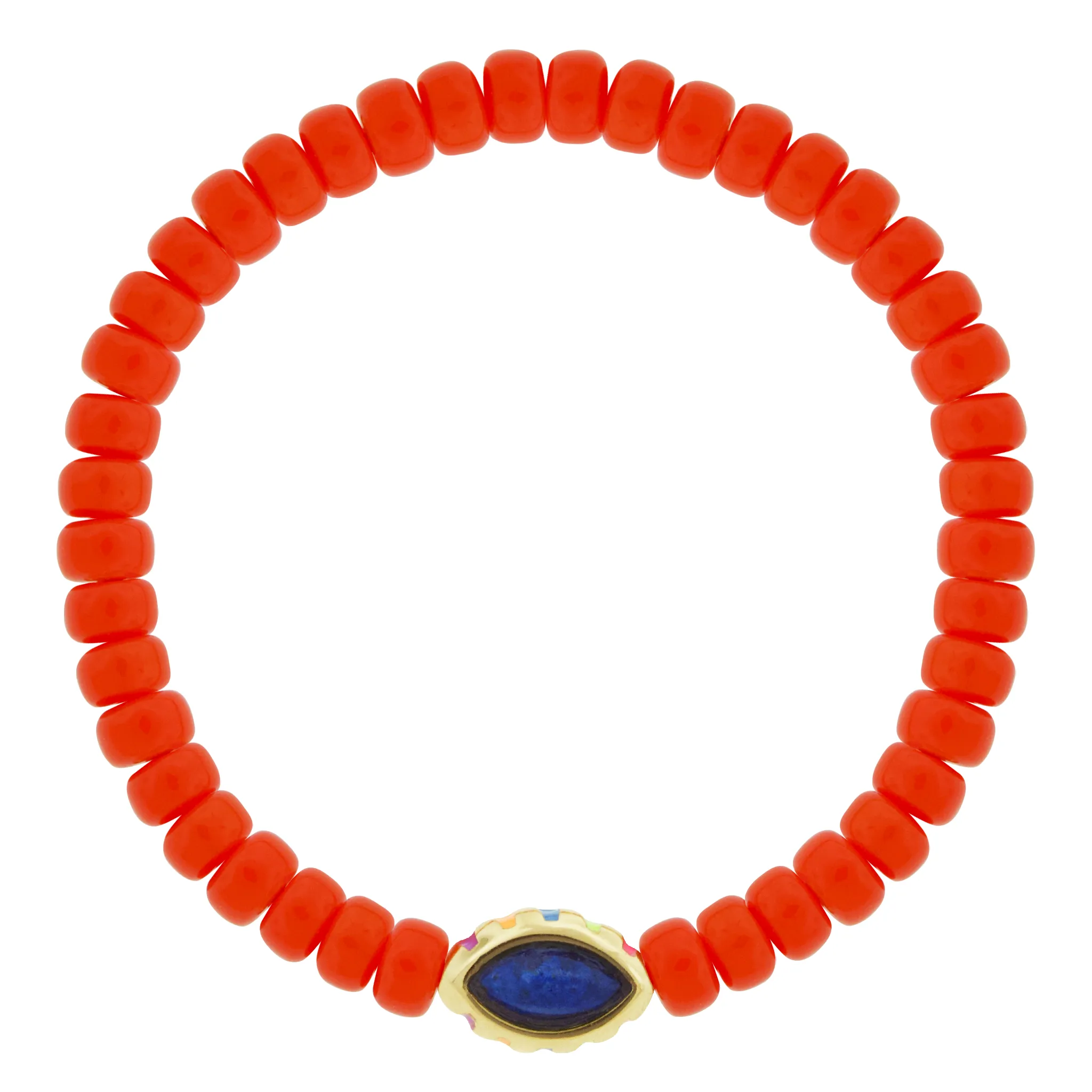 Lapis Marquise Eye on Glass Bead Bracelet