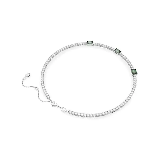 Matrix Mixed Cuts Green Rhodium Plated Tennis Necklace 5666168