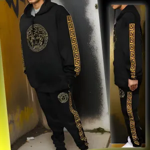 ^MEDUSA STYLE^ (BLACK-GOLD) HOODED SWEATSUITS (UNISEX) (EMBROIDERED LOGOS) ~LUXURY~