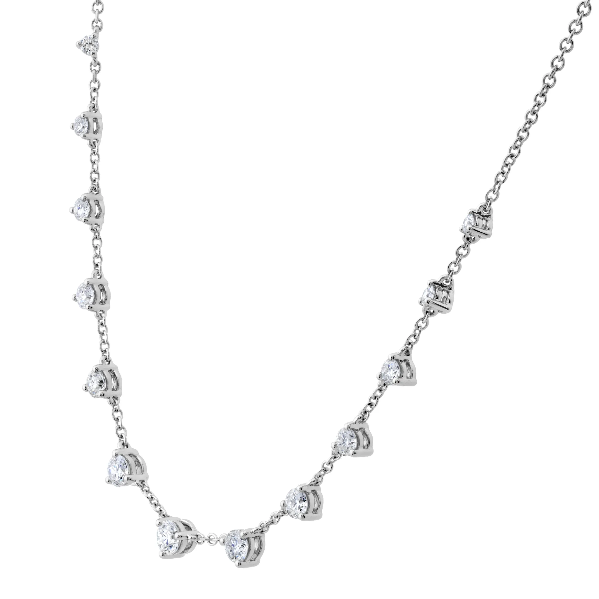 Memoire 18k White Gold 13-Stone Graduated Diamond Necklace