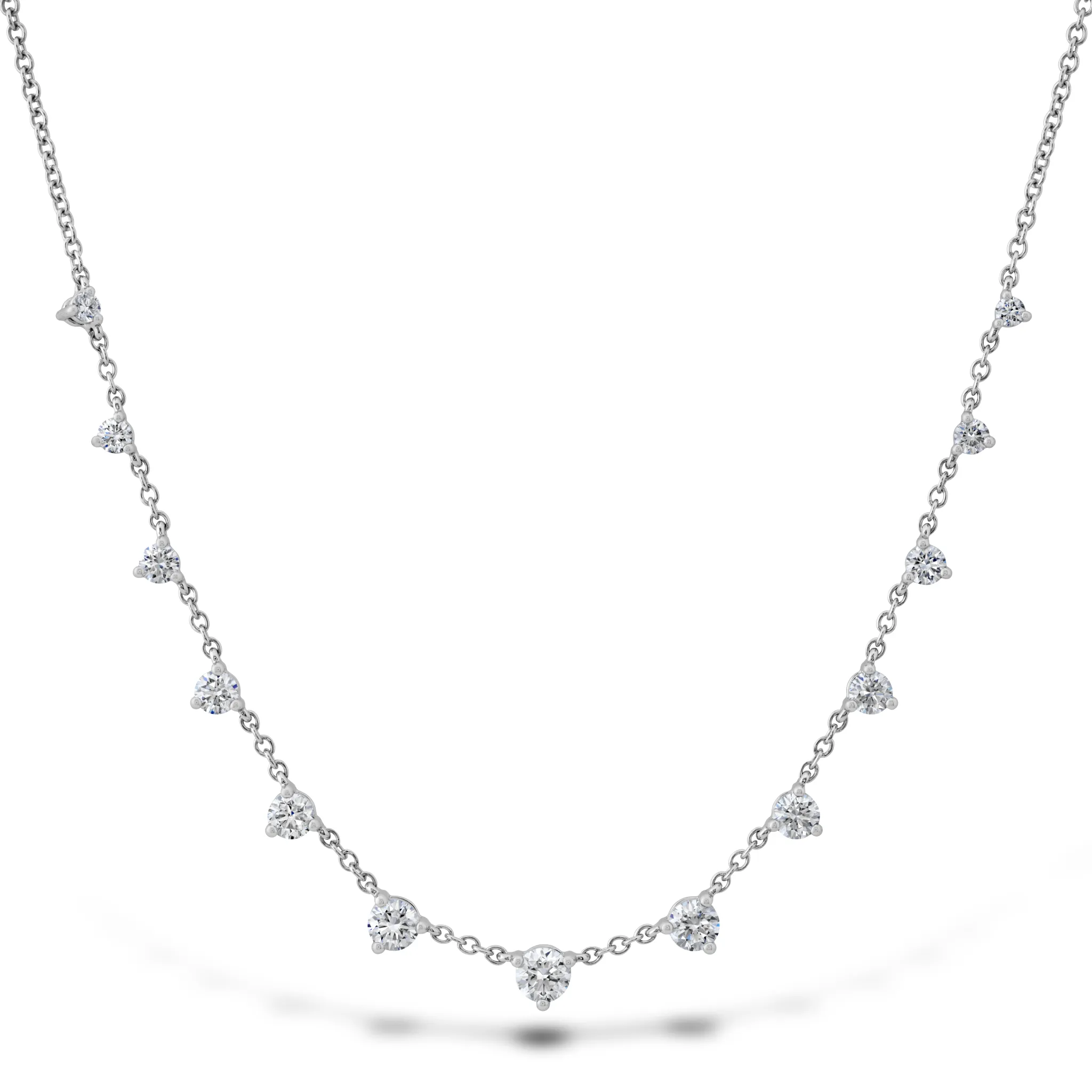 Memoire 18k White Gold 13-Stone Graduated Diamond Necklace