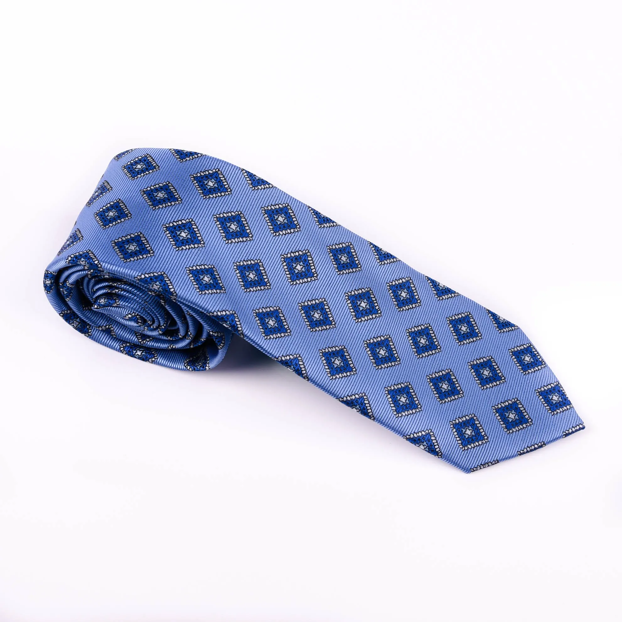 Mens Classic Blue Check Tie Regular Standard 8cm Necktie Designer Diamond Pindot