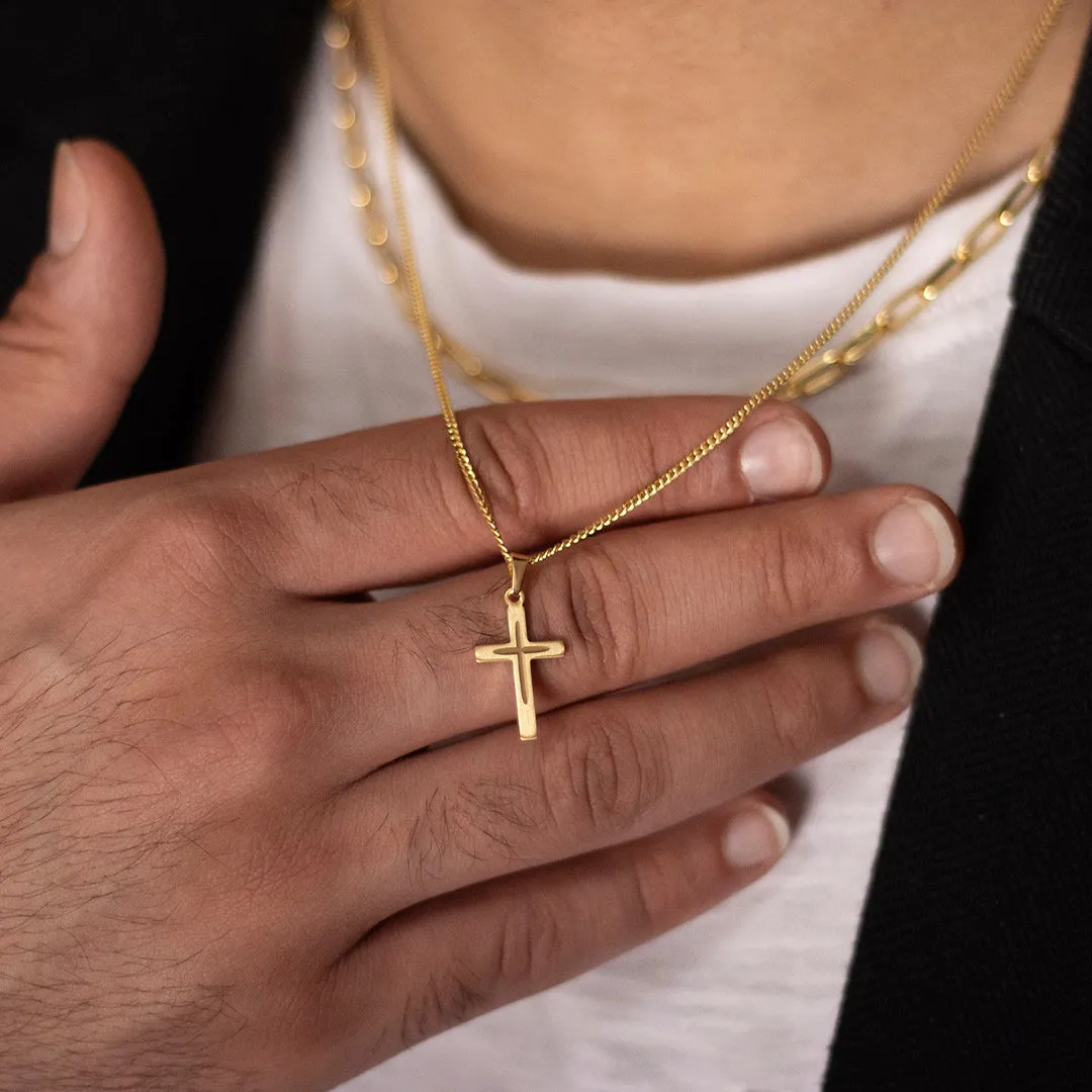 Men's Small Gold Cross Necklace