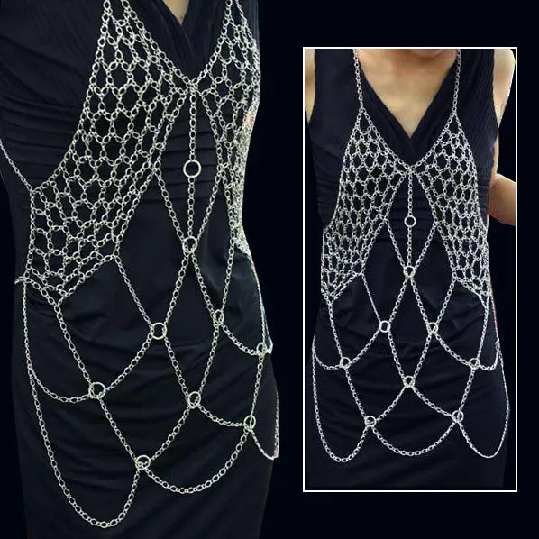 Metallic Finish Dress Style Bodychain Body Chain