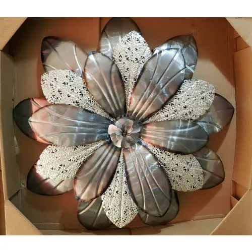 Modern Floral Wall Decor Silver Grey Metal - Juniper  Ivory