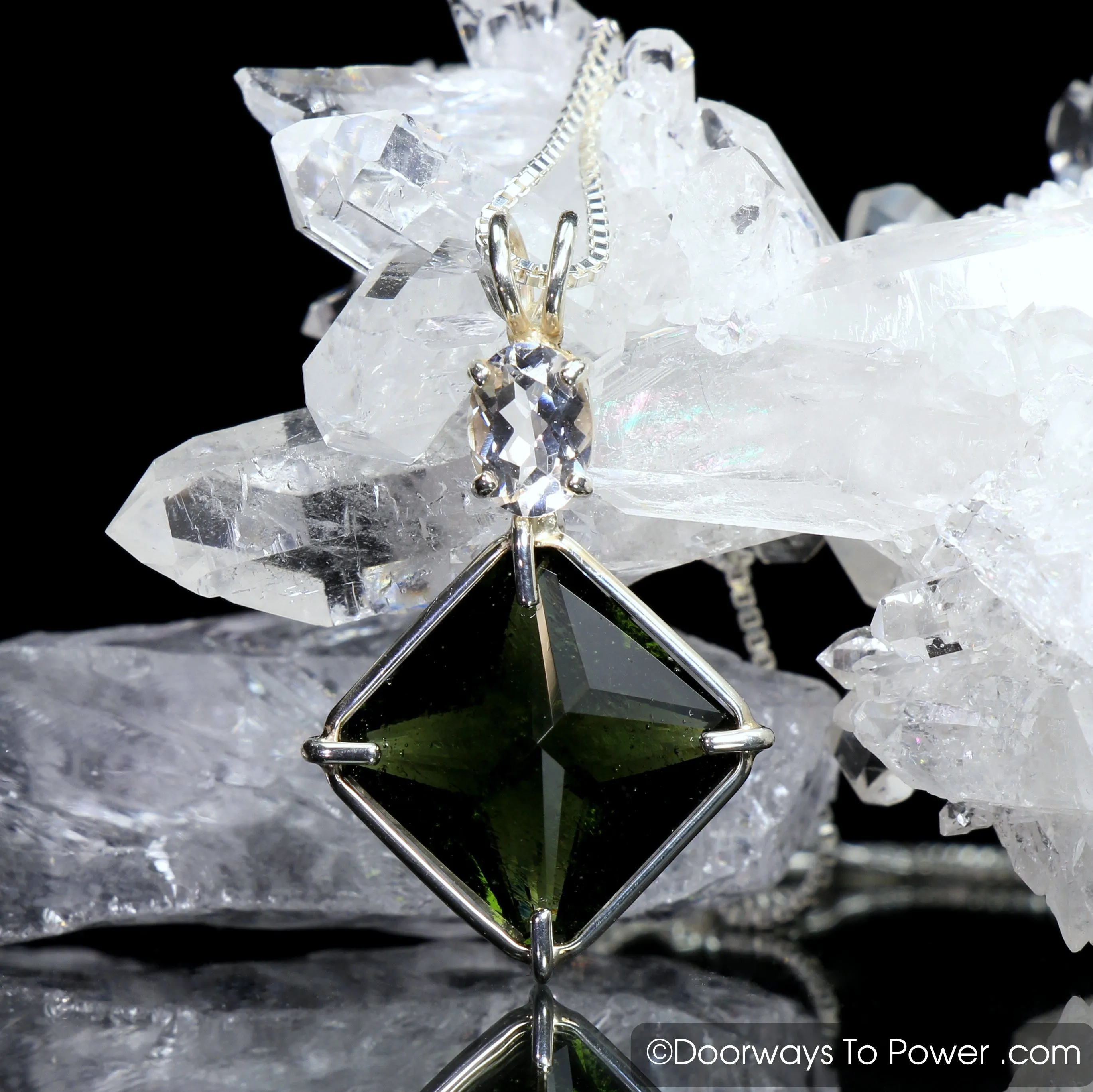 Moldavite & Danburite Magician Stone Pendant (RARE)