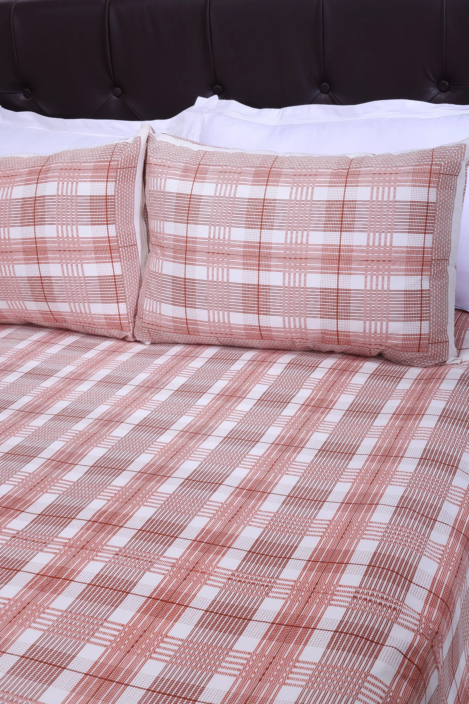 Monica Geometric Rust Cotton Bedsheet