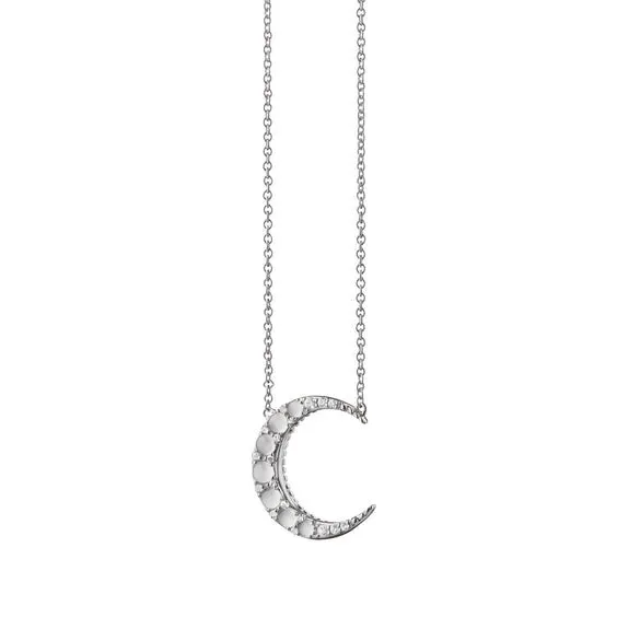 MOONSTONE MIDI CRESCENT MOON NECKLACE
in Sterling Silver with Sapphires