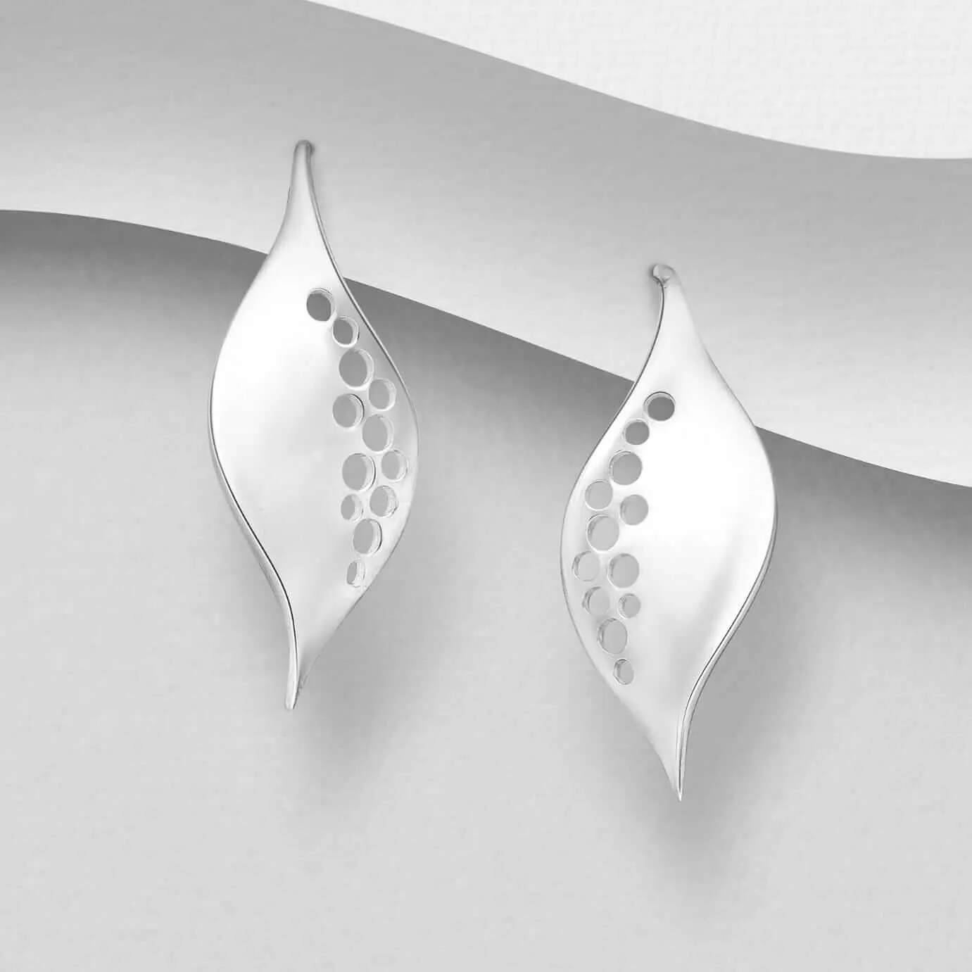 Morning Dew Sterling Silver Leaf Earrings