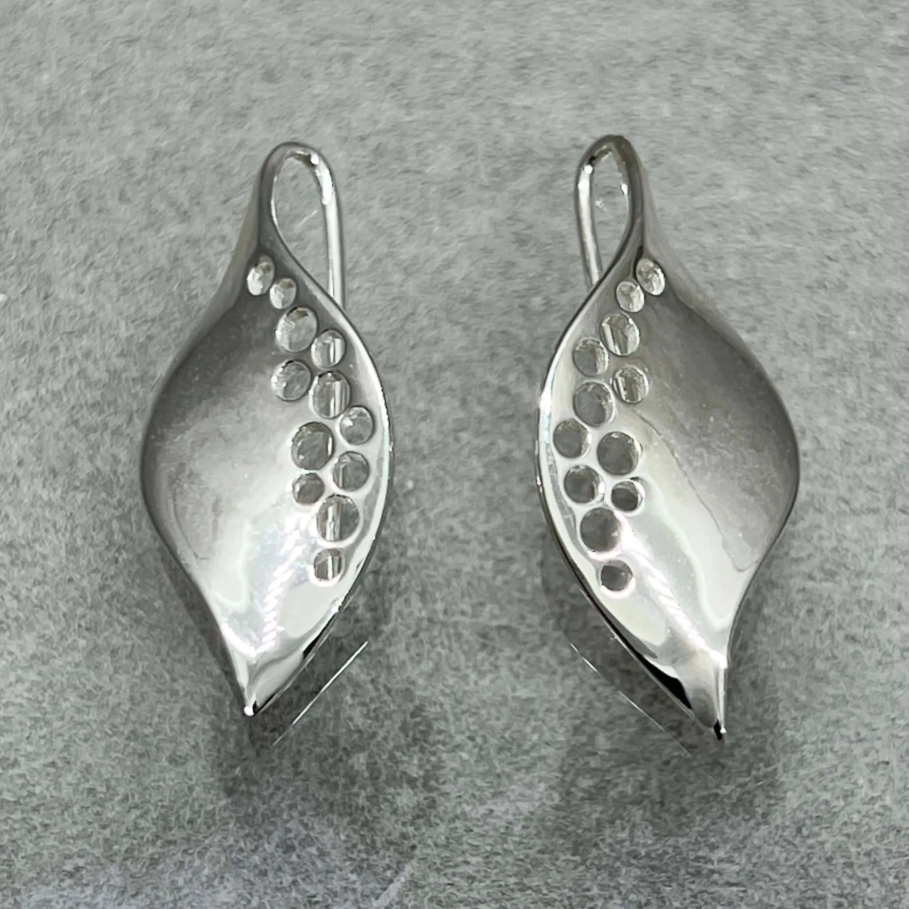 Morning Dew Sterling Silver Leaf Earrings